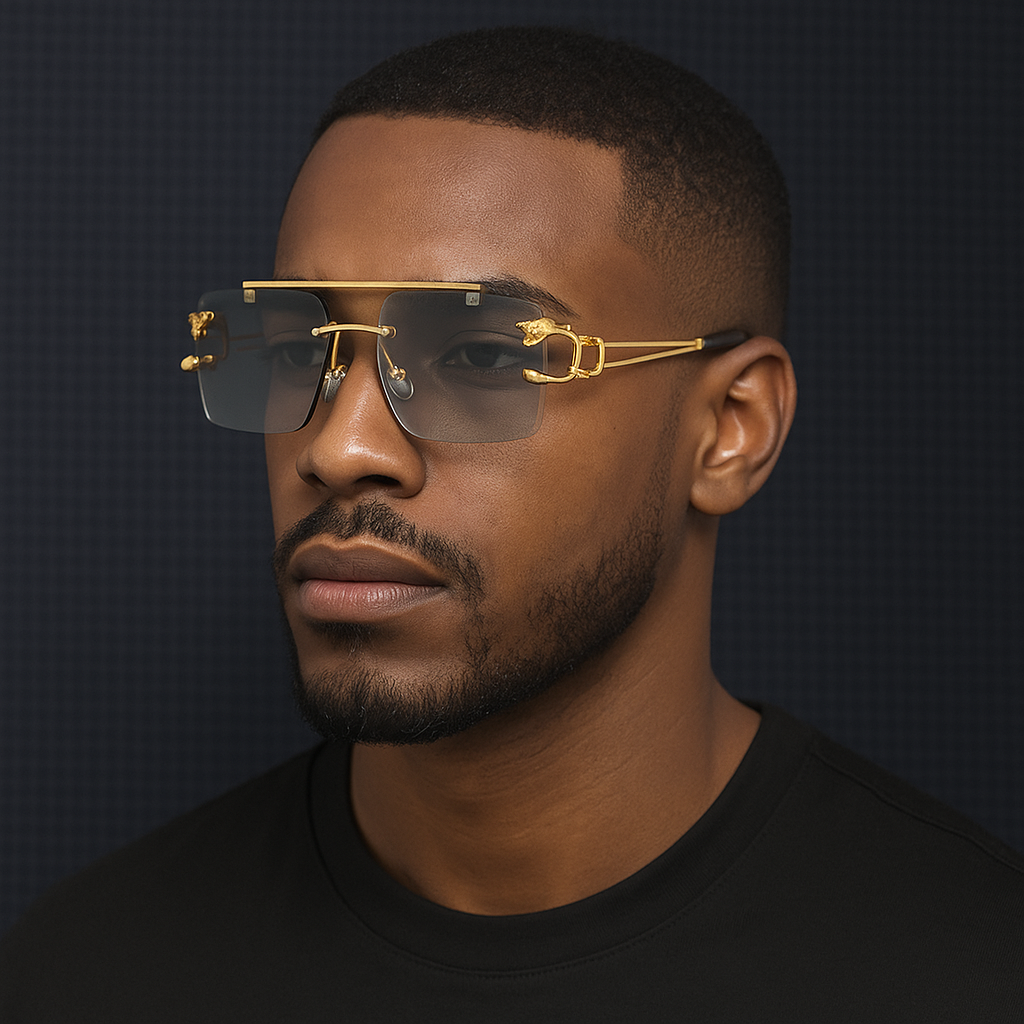Lunettes de soleil carrées sans monture – Design luxe vintage unisexe