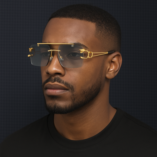 Lunettes de soleil carrées sans monture – Design luxe vintage unisexe